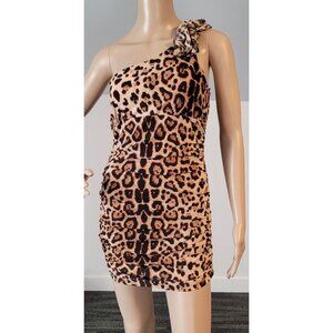 Sexy Women Short Sleeve 2 Piece Brown/Black Mini Club Party Cocktail Dress Med